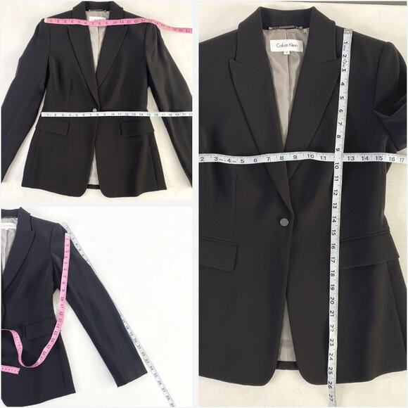 Calvin Klein Chocolate Brown Structured Blazer Pantsuit Sz 2 - Picture 5 of 13